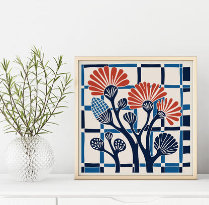 Retro Square Poster - Vintage Floral Wall Art