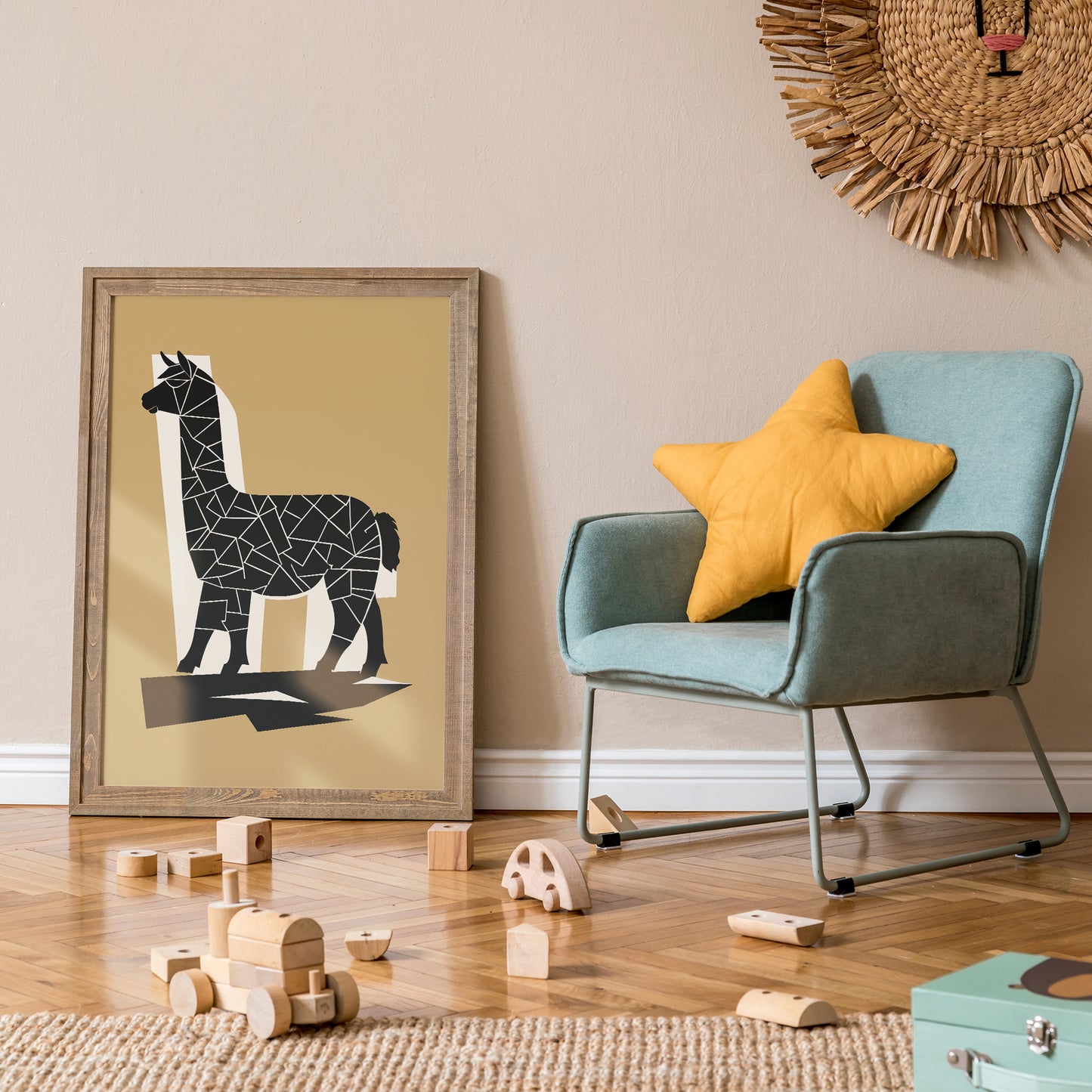 Beige Minimalist LLama Wall Art