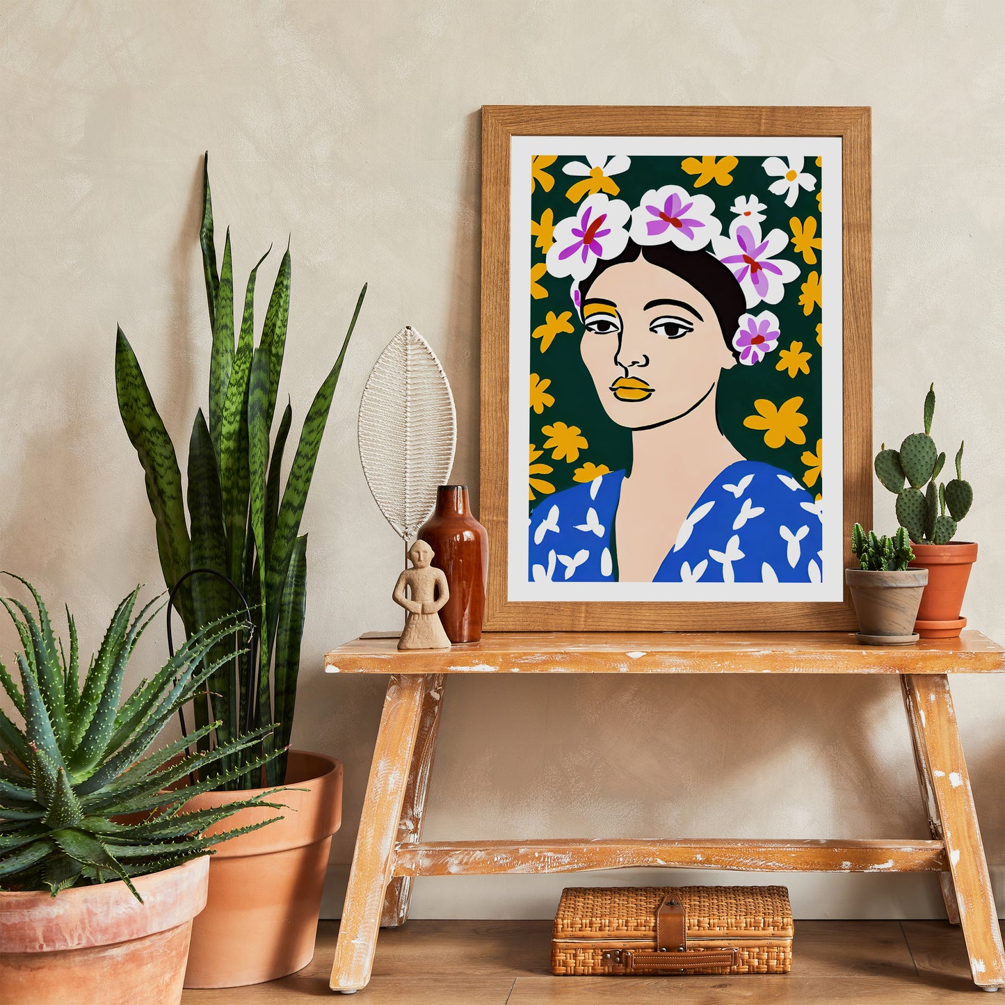 Floral Woman Portrait Poster