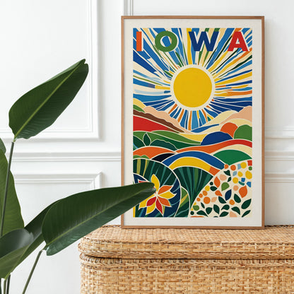 Iowa Landscape Poster - Colorful Travel Wall Art