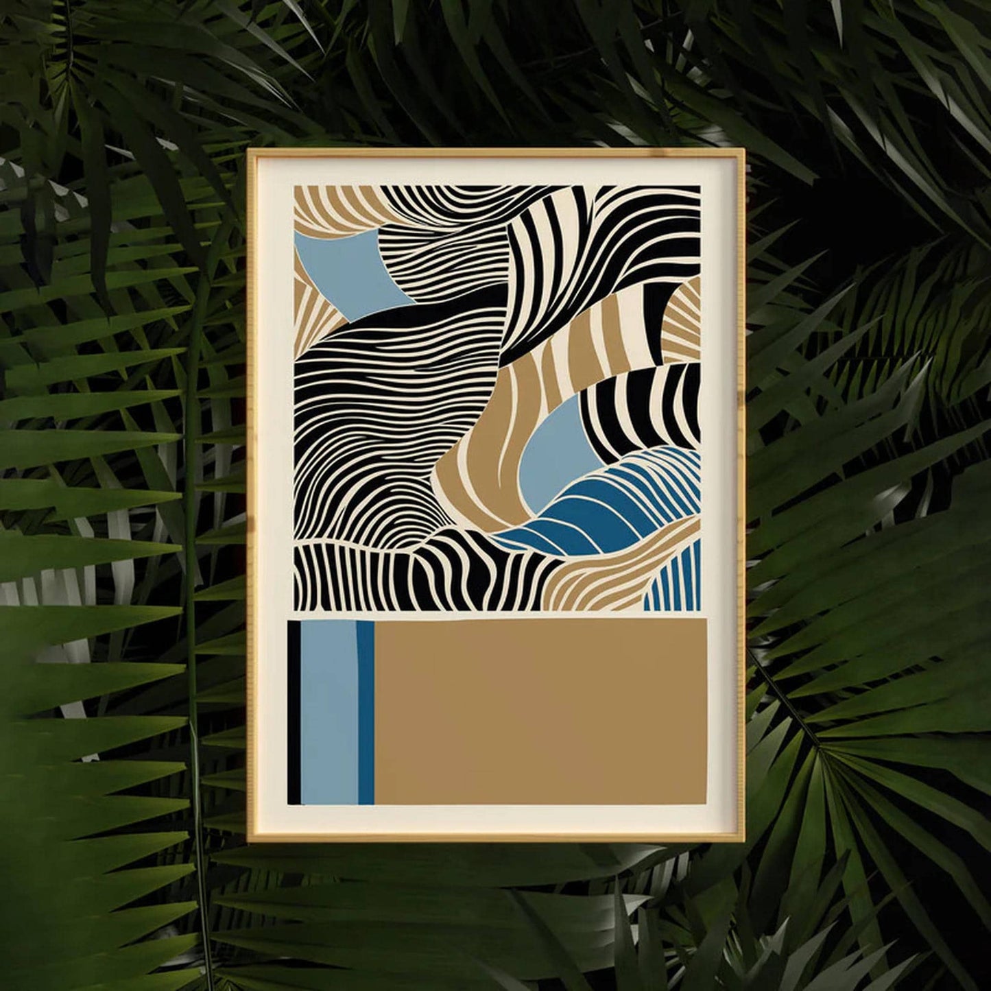 Blue and Beige Abstract Poster - HypeSheriff