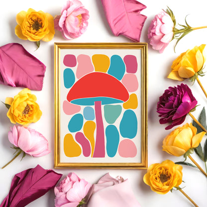 Colorful Mushrooms Kids Room Wall Art