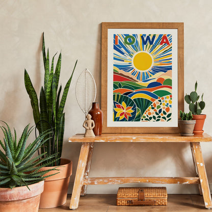 Iowa Landscape Poster - Colorful Travel Wall Art