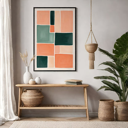 Geometric Peach Colorblocks Art Print