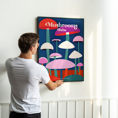 Groovy Mushrooms Colorful Poster