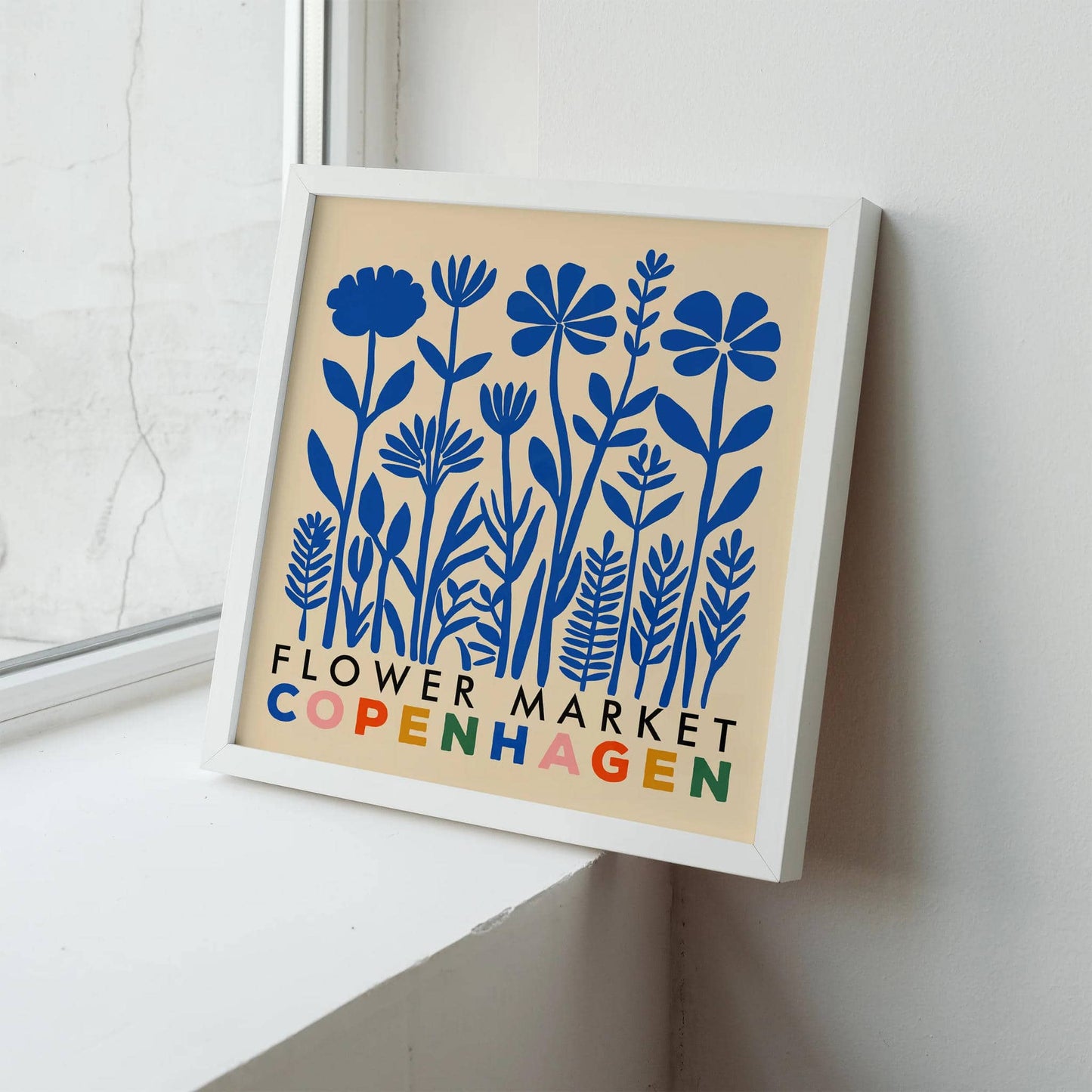 Copenhagen Flower Market Print – Blue Flowers Wall Art