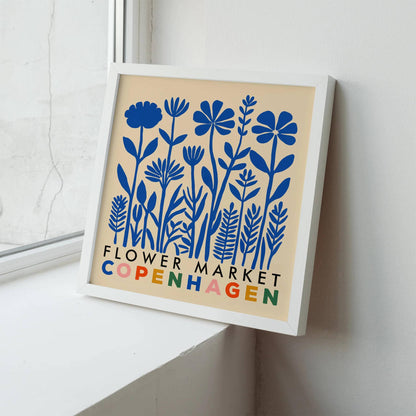 Copenhagen Flower Market Print – Blue Flowers Wall Art