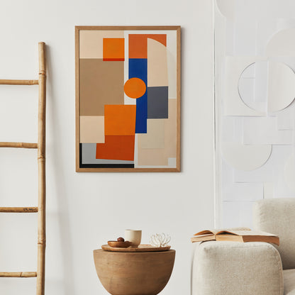 Mid Century Modern Abstract Orange Print