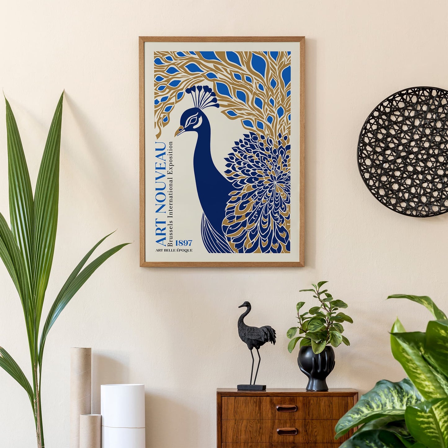 Vintage Art Nouveau Peacock Exhibition Poster