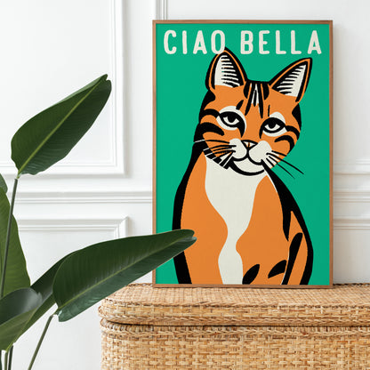 Ciao Bella Red Cat Poster
