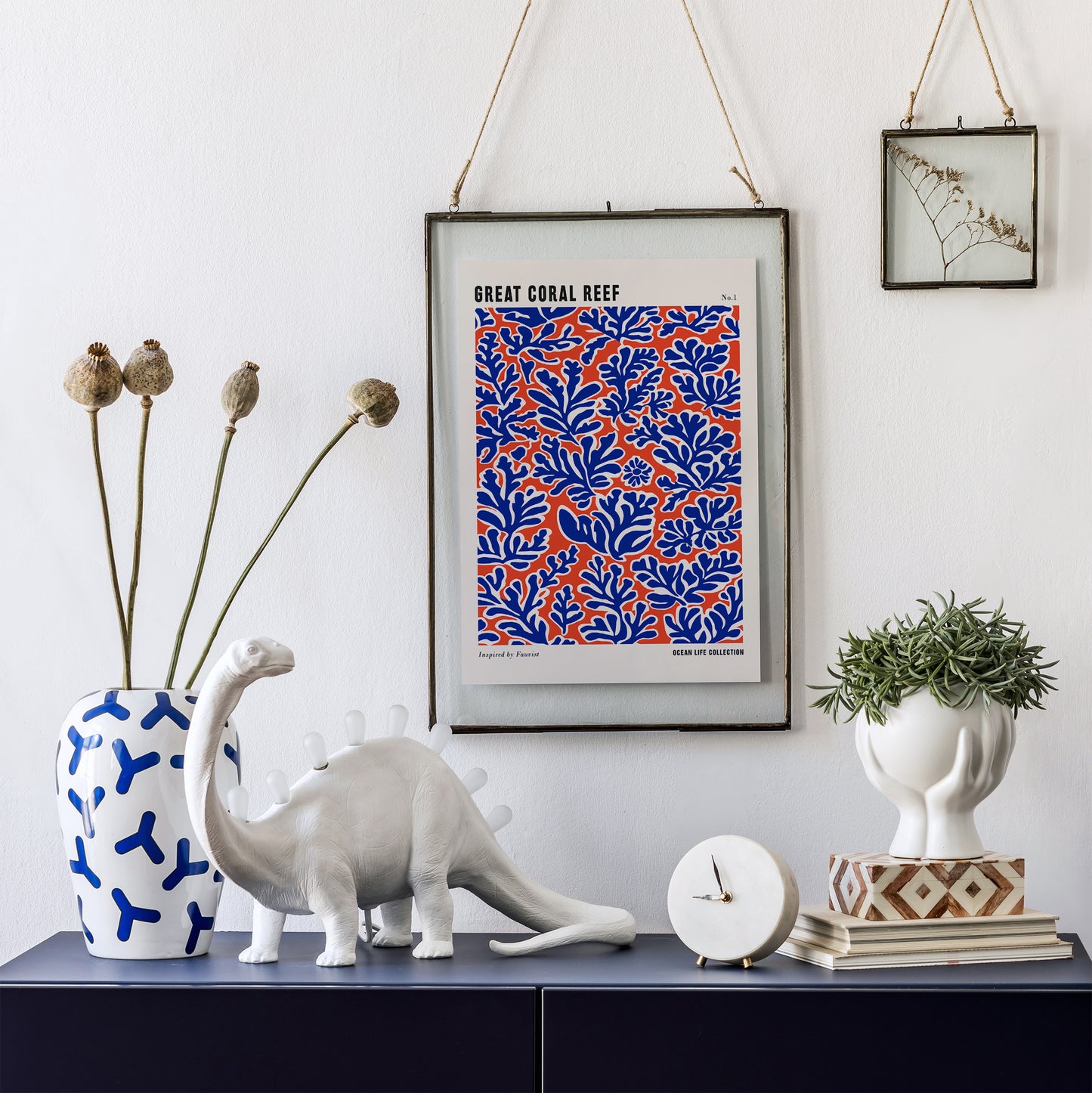 Great Coral Reef Retro Blue Poster