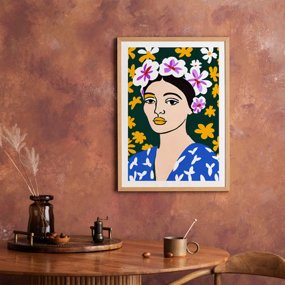 Floral Woman Portrait Poster