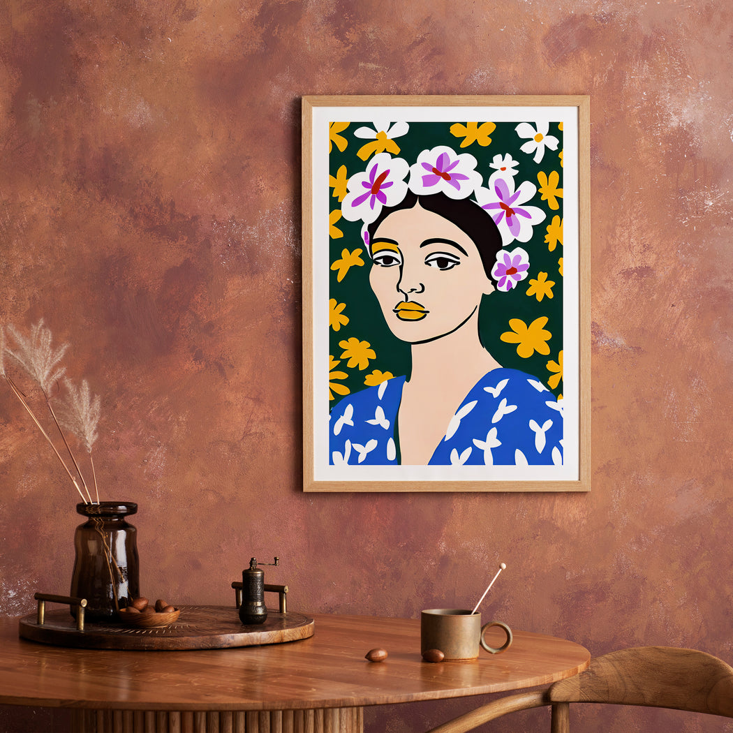 Floral Woman Portrait Poster