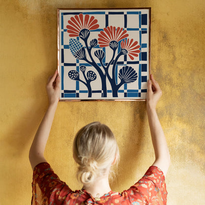 Retro Square Poster - Vintage Floral Wall Art