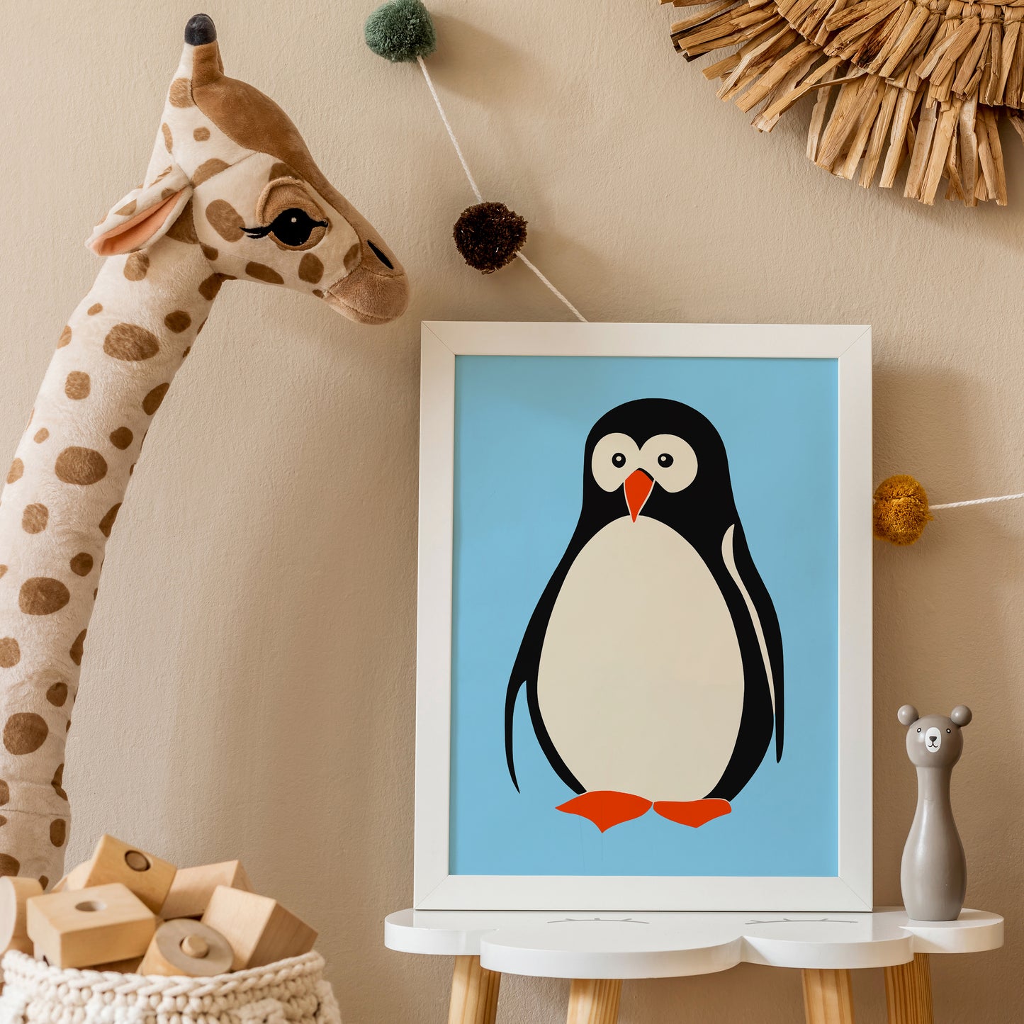 Little Penguin Blue Art Print