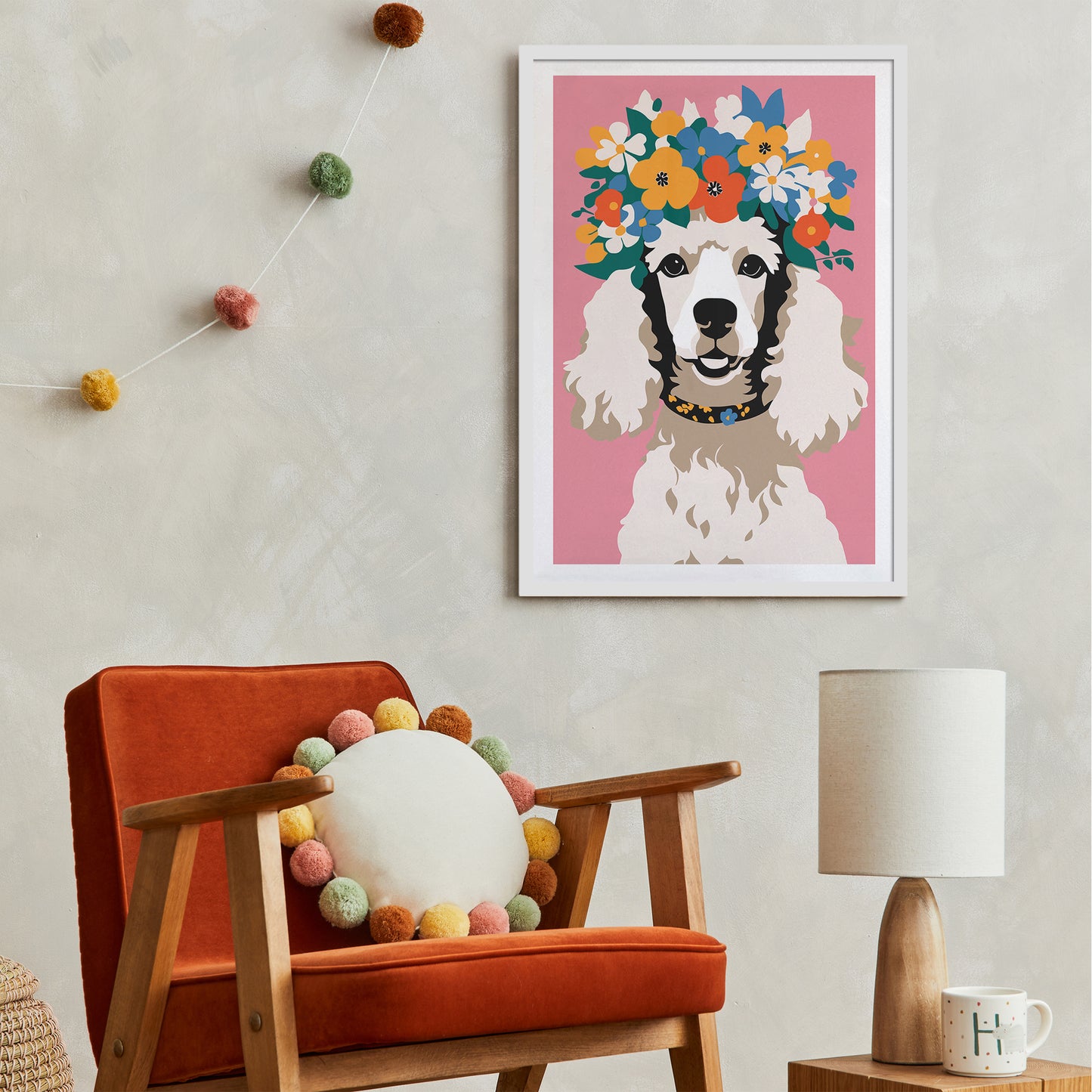 Cute Poodle Dog Poster Kids Room Decor