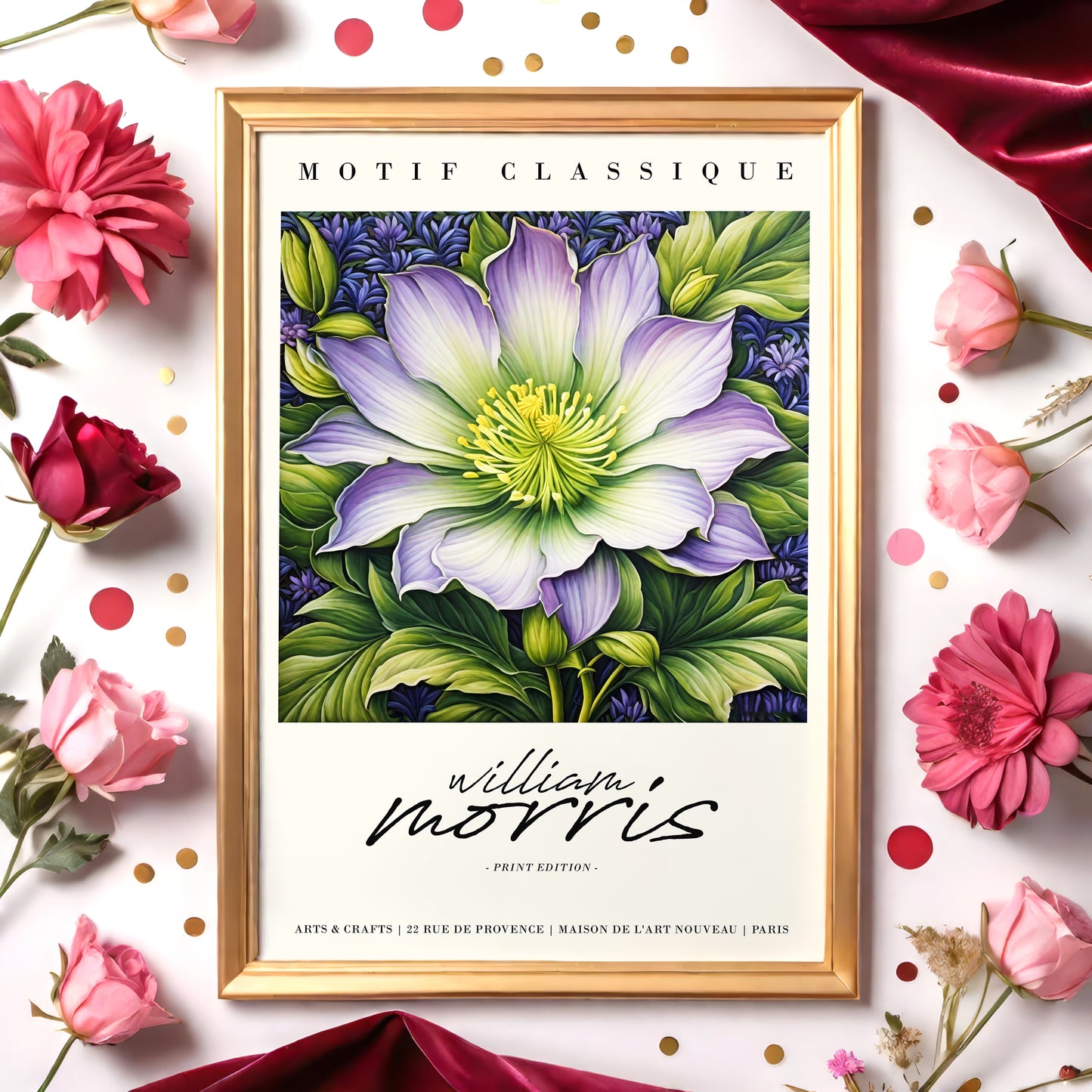 Morris Inspired Flower Art Print 2024