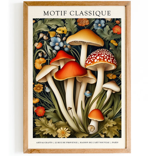 Motif Classique Mushrooms Forest Poster