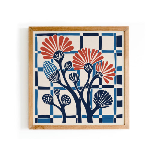 Retro Square Poster - Vintage Floral Wall Art