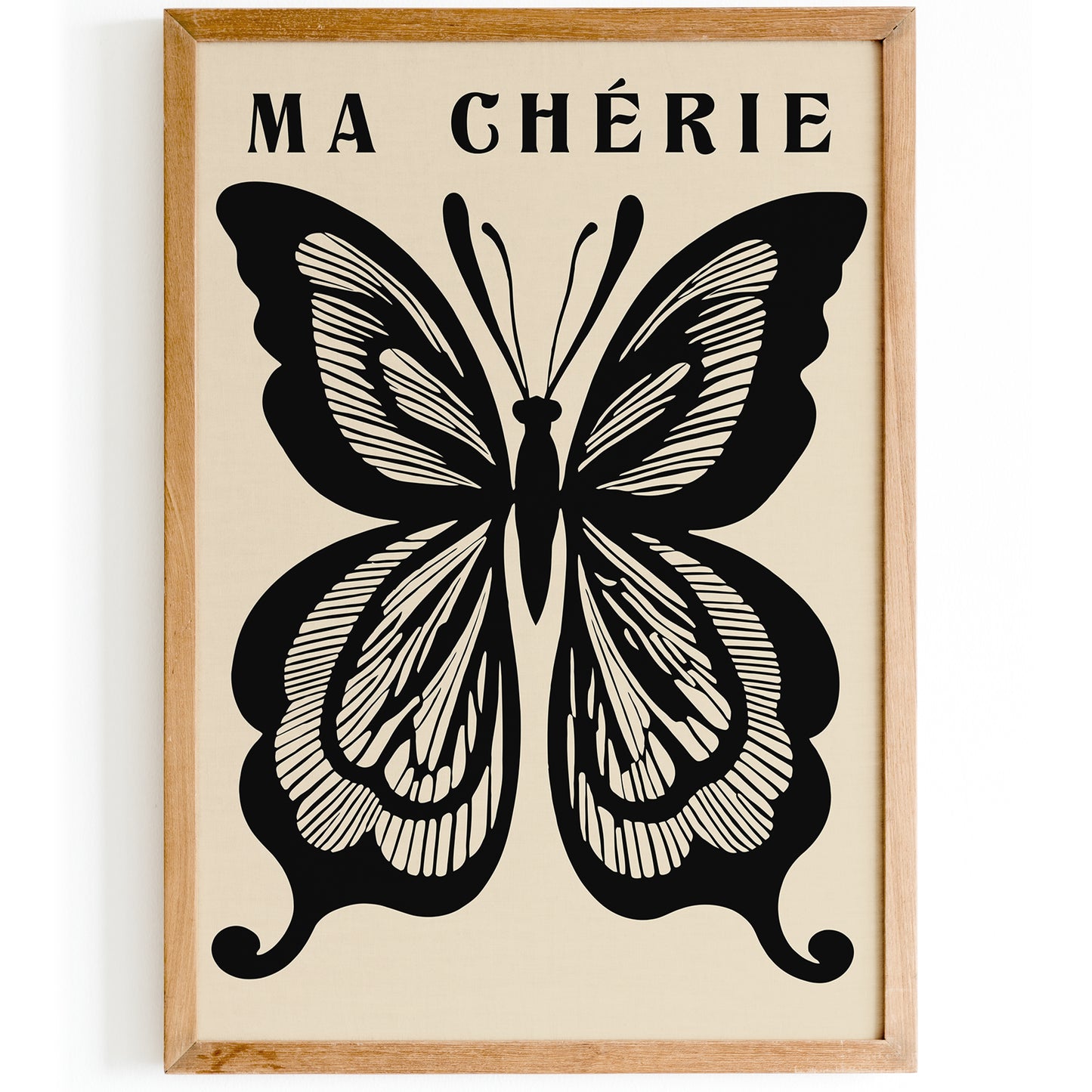 Ma Cherie Retro Black Butterfly Print