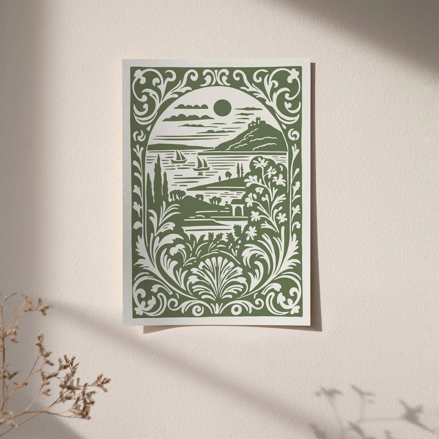 Green Italian Landscape Art Print