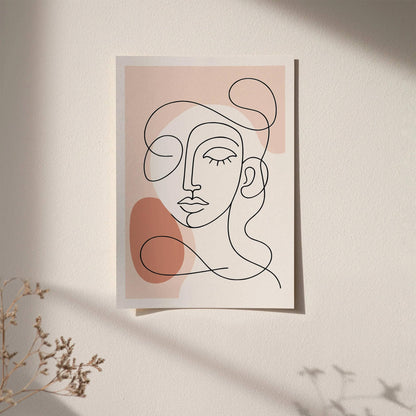 Minimalist Line Art Woman Face Print