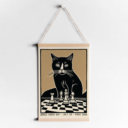 World Chess Day Cat Poster Paris 2024