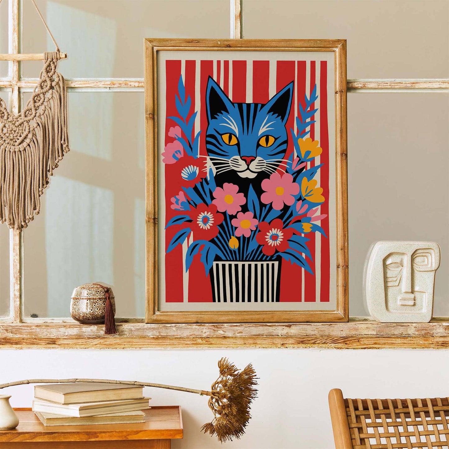 Floral Feline Wall Art Poster