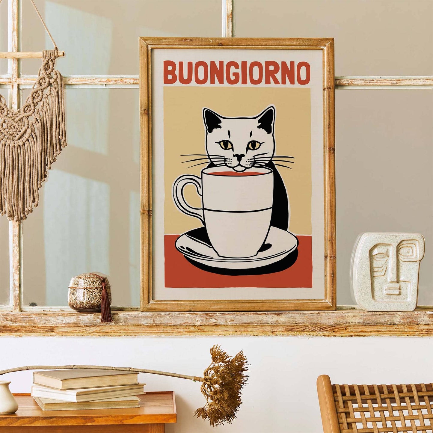 Buongiorno Cat Coffee Poster
