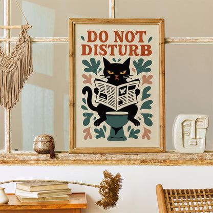 Do Not Disturb Cat Poster - Funny Bathroom Wall Art
