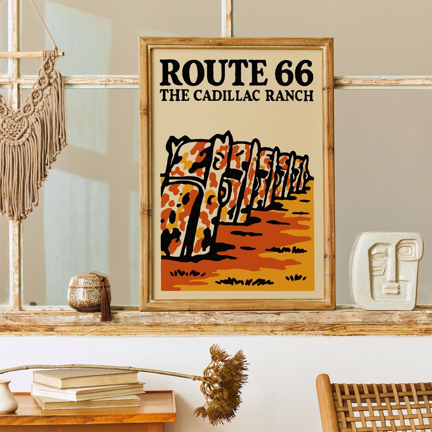 Route 66 Cadillac Ranch Poster - Retro Travel Art