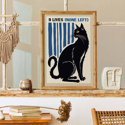 Nine Lives Cat Poster Print