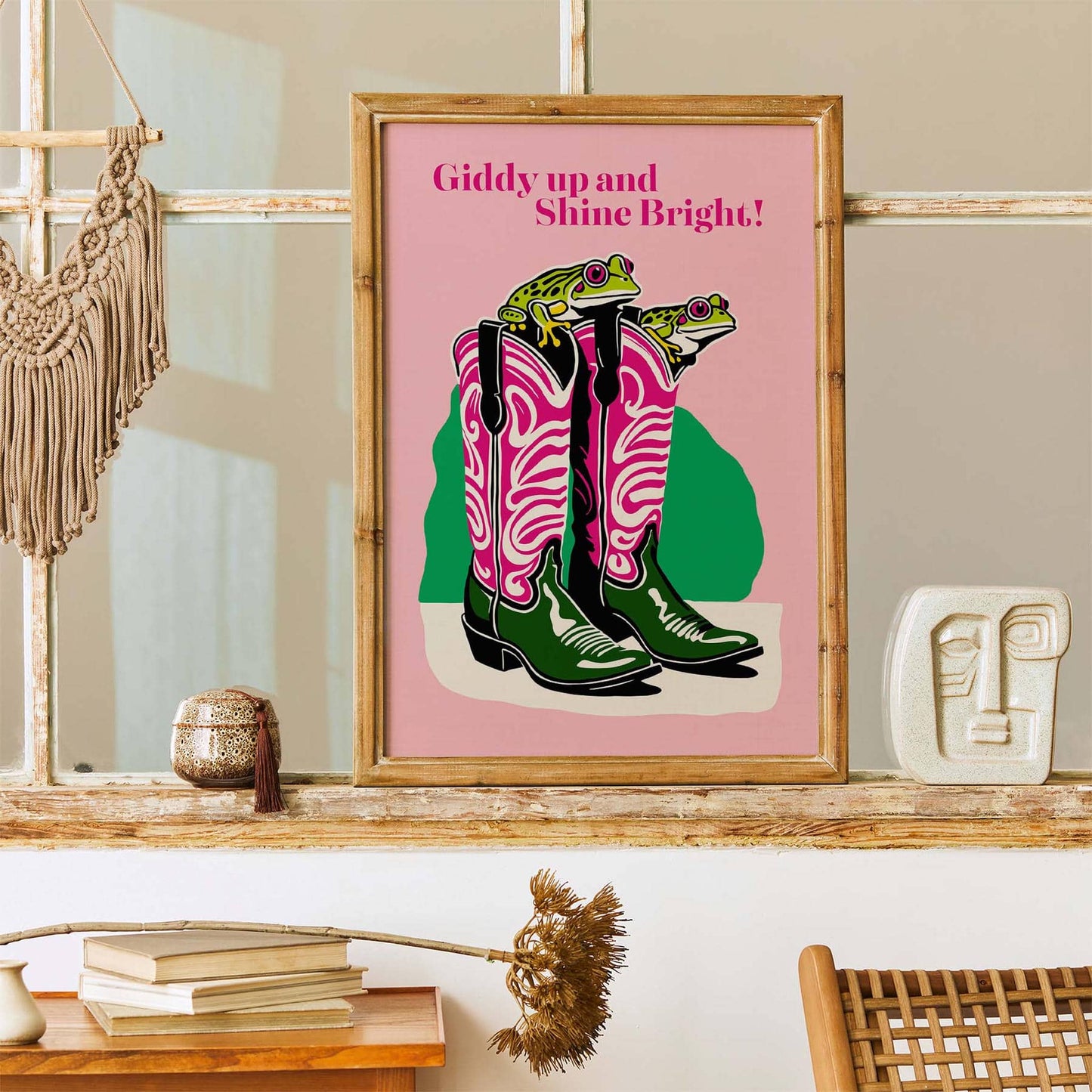 Giddy Up Frog Boots Art Print