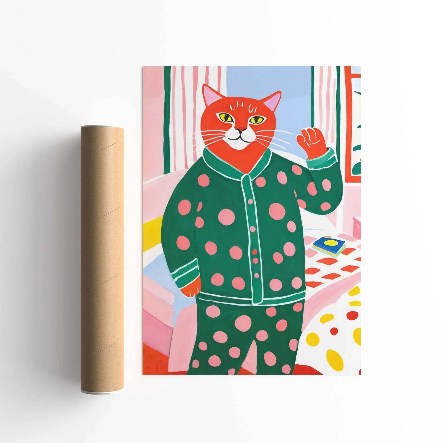 Pajama Cat Bedroom Wall Art