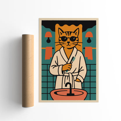 Cool Cat Bathroom Vibes Poster