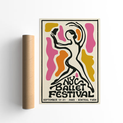 NYC Ballet Festival Retro Dance Poster