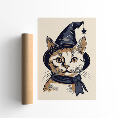 Witchy Whiskers Cat Poster