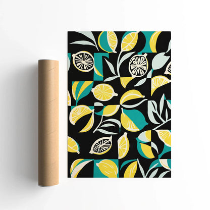 Vibrant Lemon Zest & Teal Abstract Art