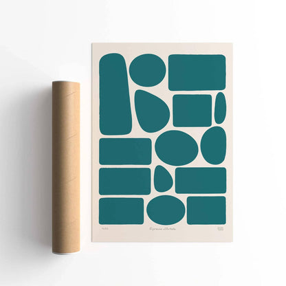 Abstract Teal Form Print