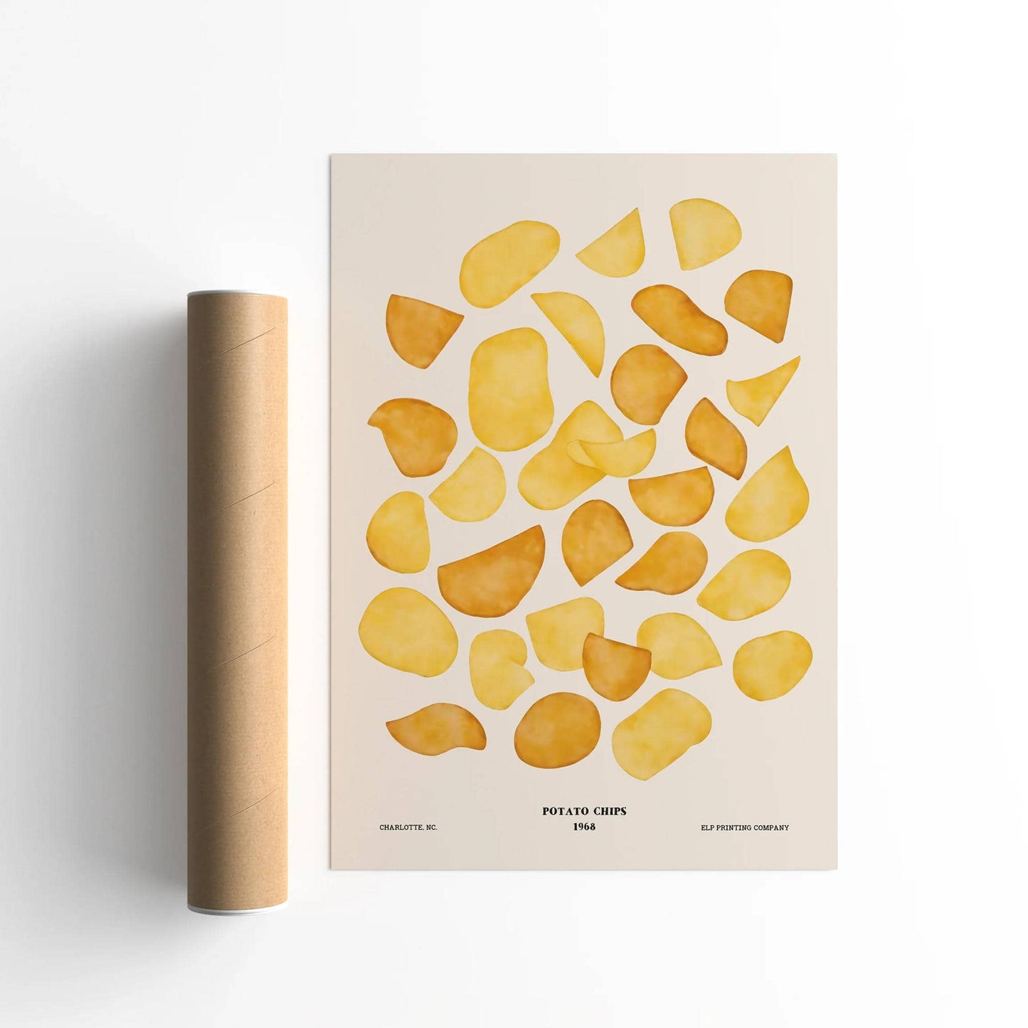 Crispy Golden Potato Chips Vintage Art Print