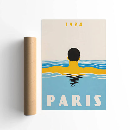 Paris 1924 Swimming Poster