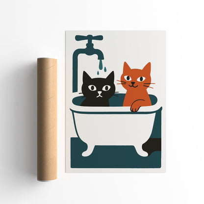 Bath Time Cats Poster Print