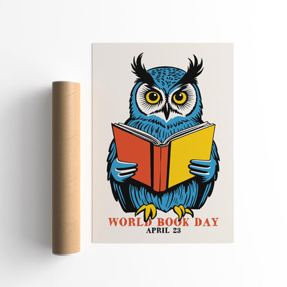 Reading Owl Poster World Book Day Wall Art