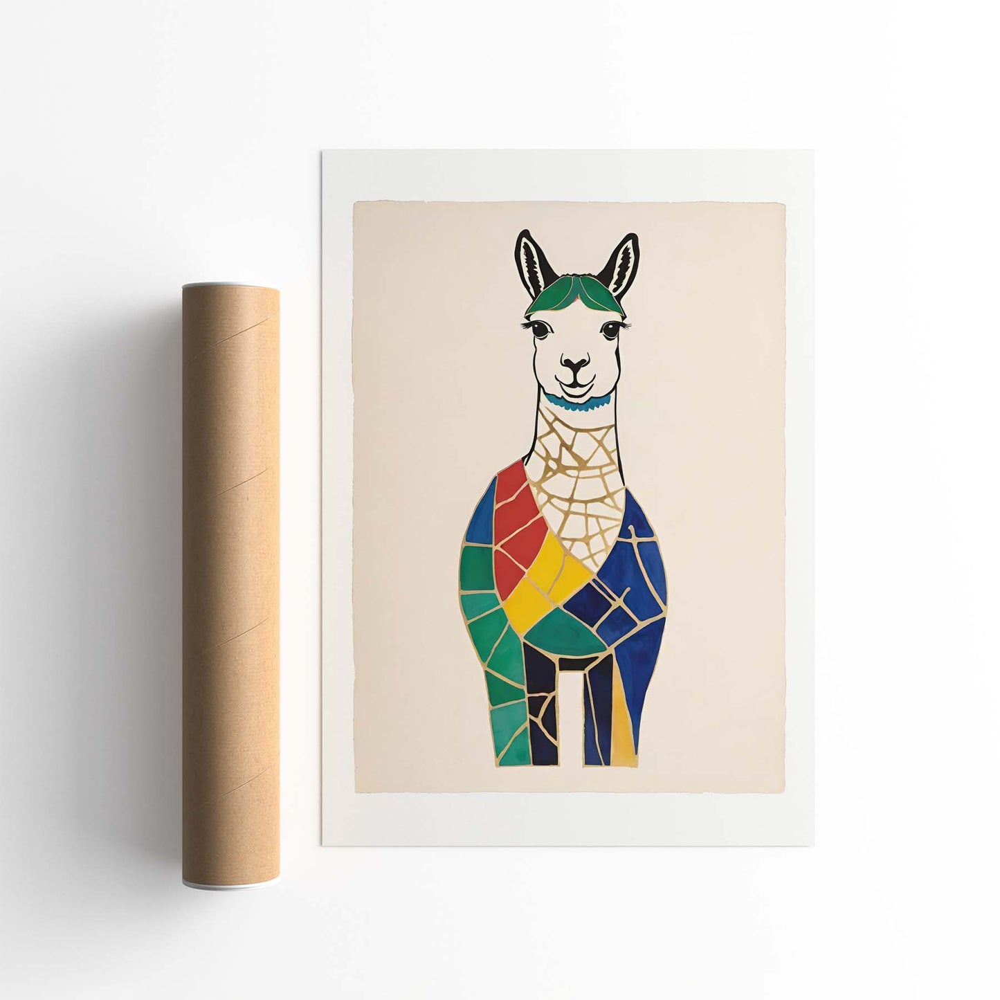 Geometric Llama Poster Print