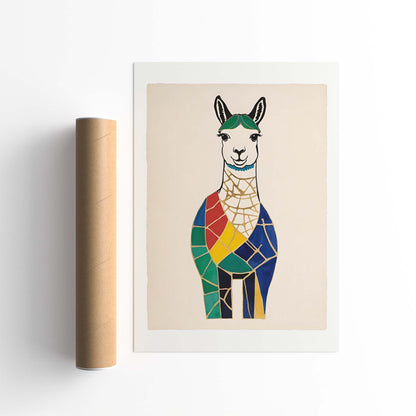 Geometric Llama Poster Print