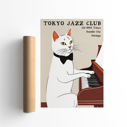 Tokyo Jazz Club Cat Piano Poster