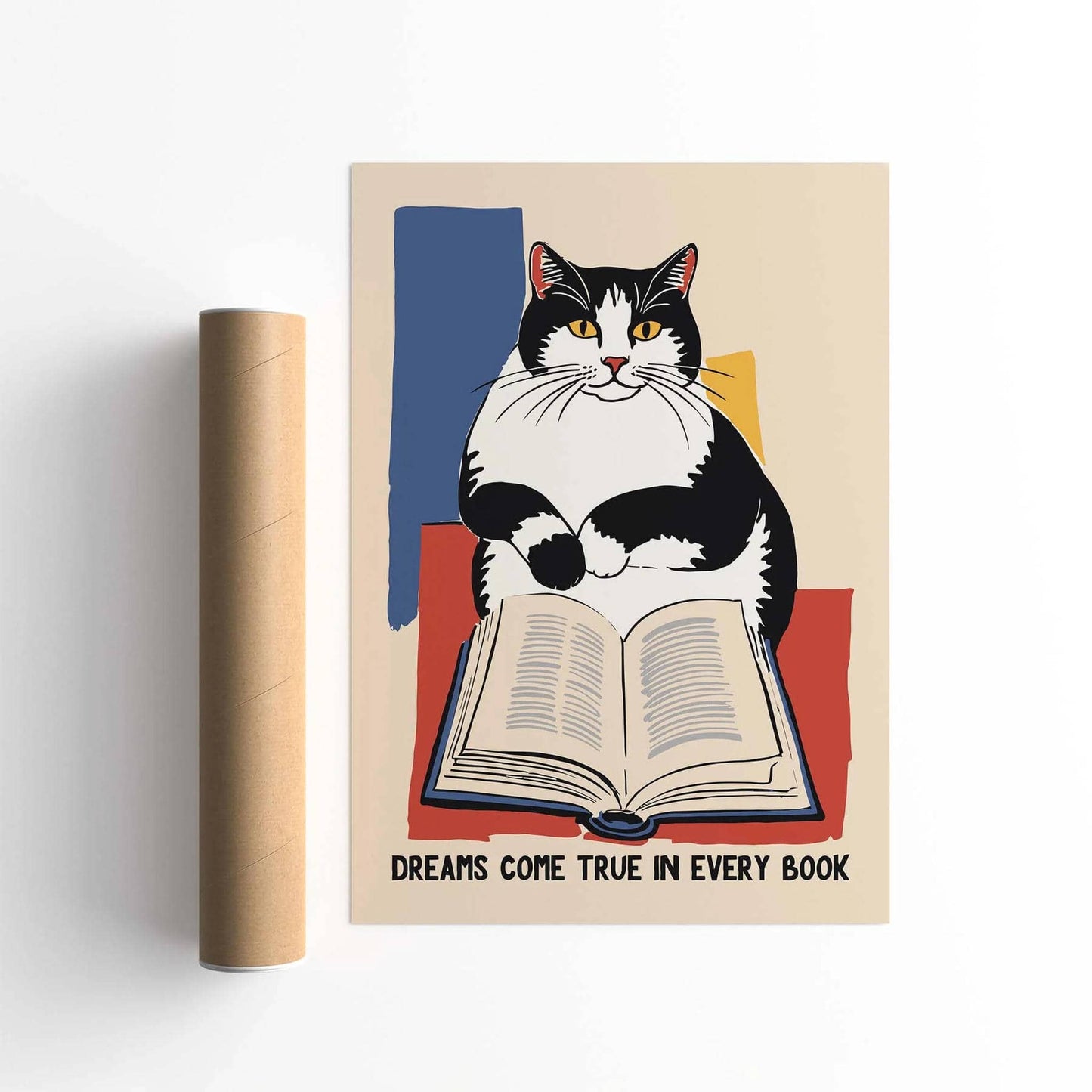 Bookish Cat Wall Art Poster