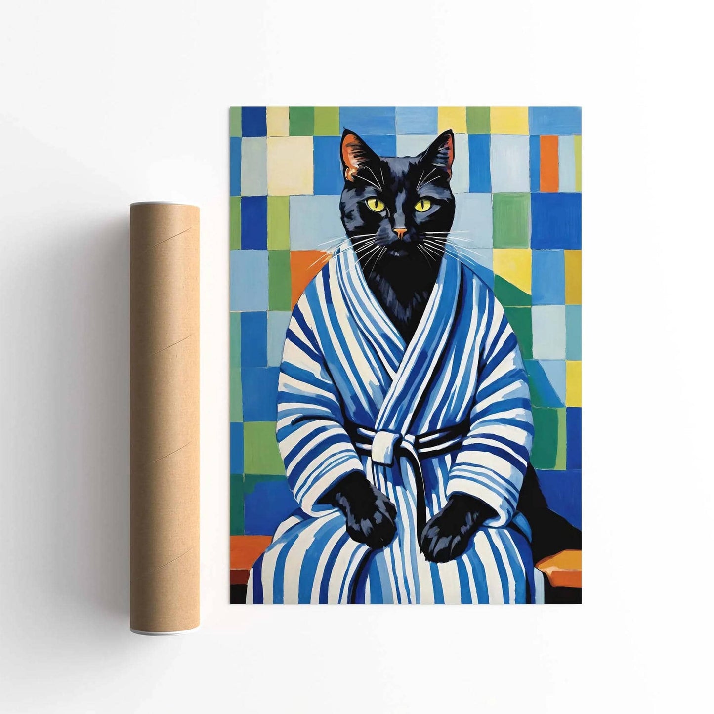 Bathrobe Cat Poster Print