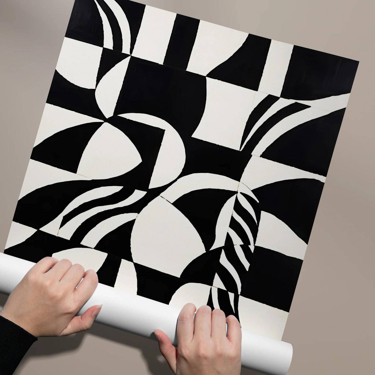 Abstract Checkered Swirls Art Print