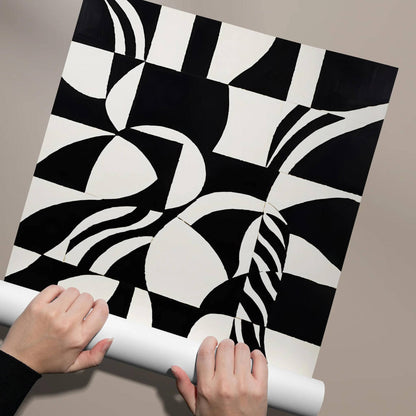 Abstract Checkered Swirls Art Print